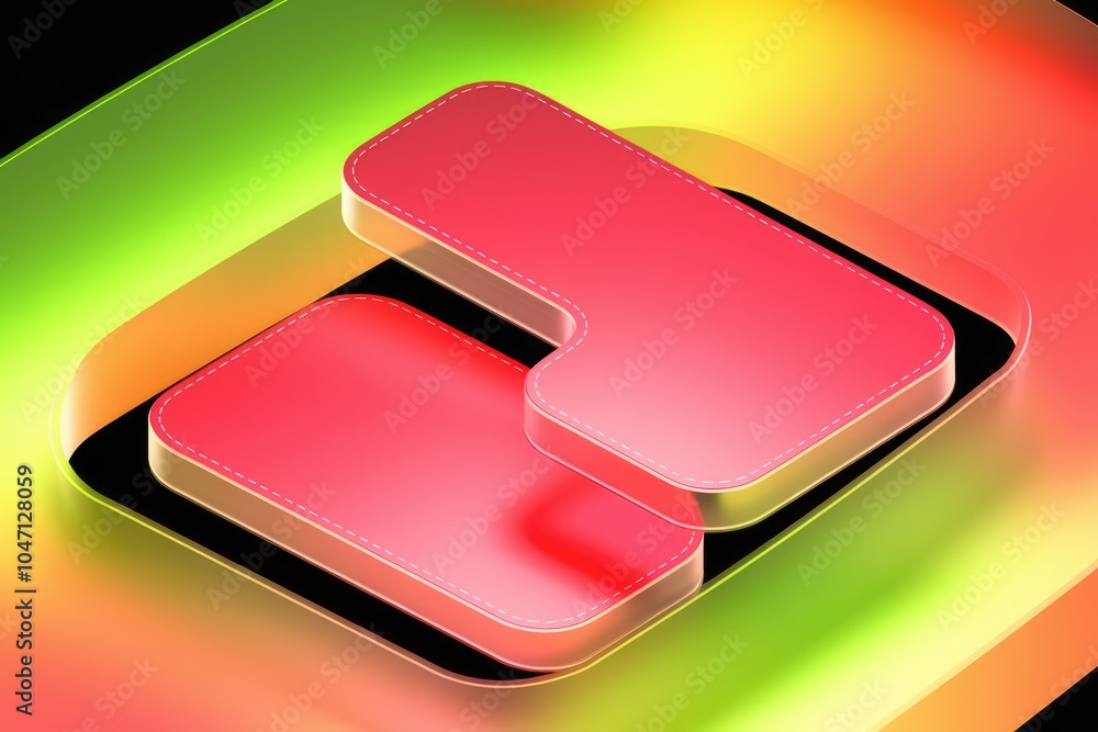 Poster overlapping red rectangles within green and yellow square.