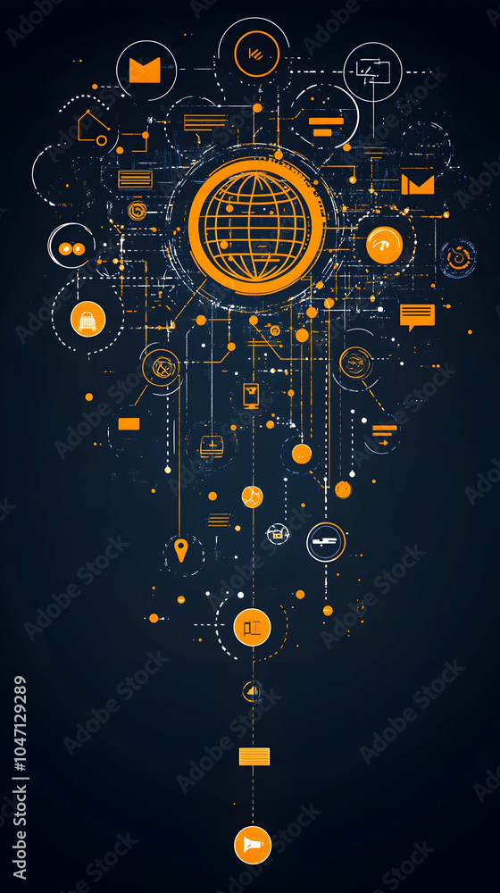 Poster abstract digital network with global connection.