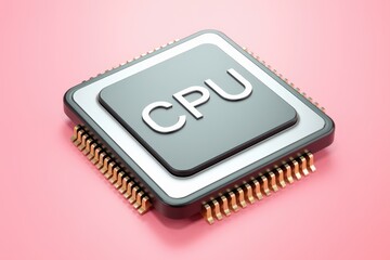A close up of a modern CPU processor with gold pins.