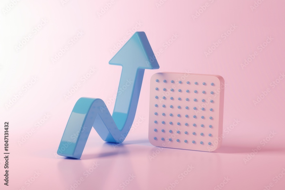 Aufkleber Blue arrow and patterned square symbolize growth and potential.