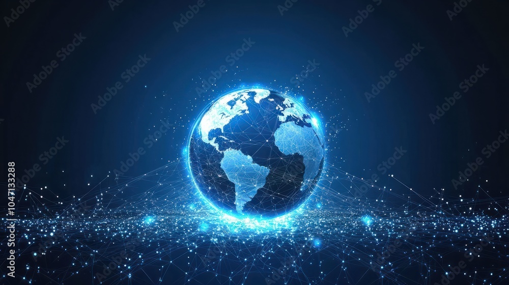 Aufkleber abstract background with digital technology and the global network concept, planet earth in the form