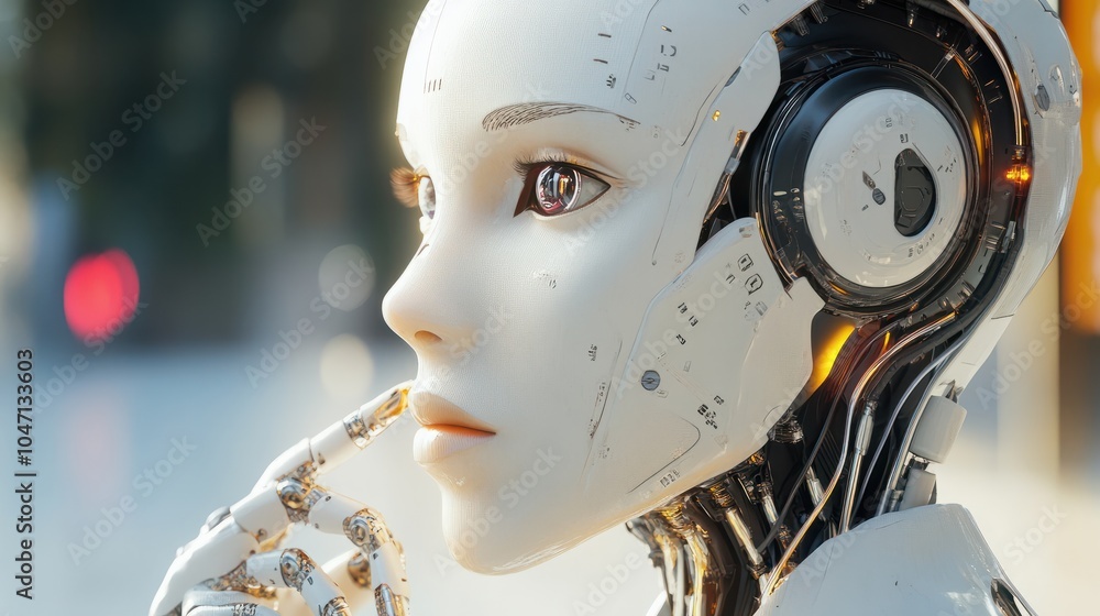 Aufkleber advanced humanoid robot in a control center - generative ai