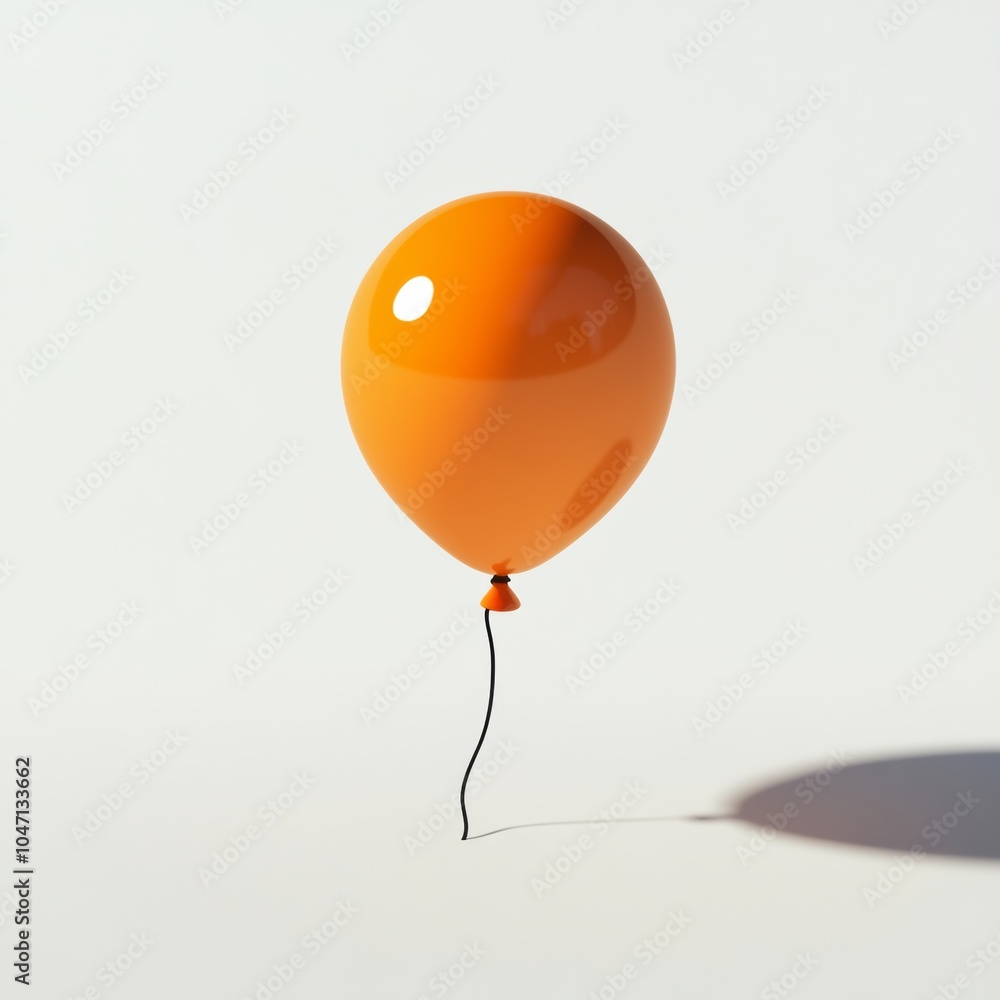 Canvas Prints a single shiny orange balloon floating gently in mid-air, casting a soft shadow on the surface below