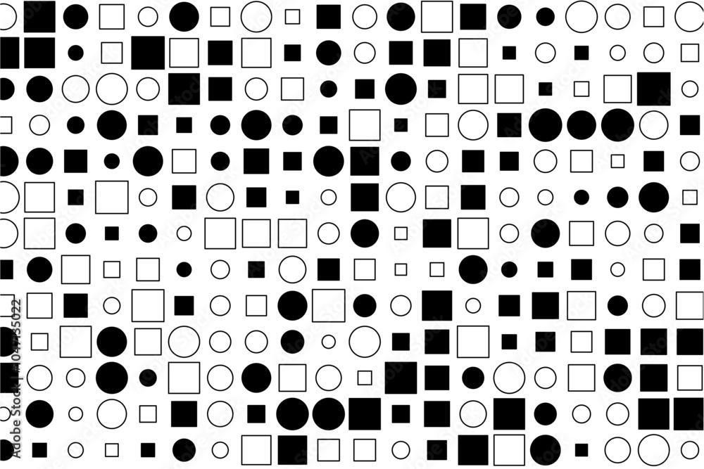 Aufkleber dynamic composition of black and white shapes in varying sizes