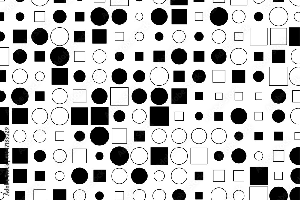 Aufkleber dynamic composition of black and white shapes in varying sizes