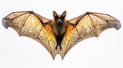 Isolated bat wings stretched open on a white background