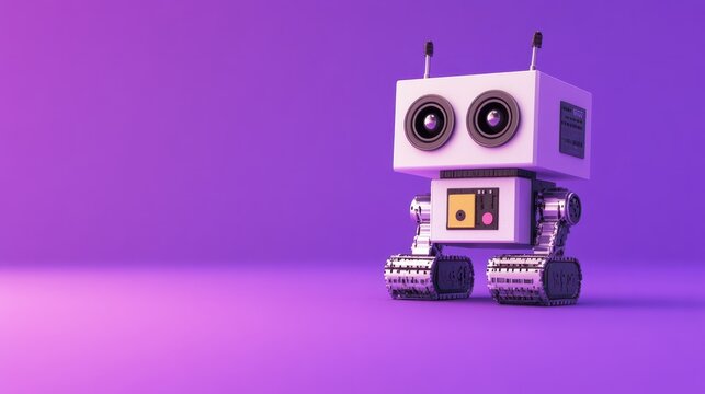 Creating a robot on an Arduino platform using DIY AI on a purple background with space for text suitable for educating kids and teens in STEM through robotics and electronics