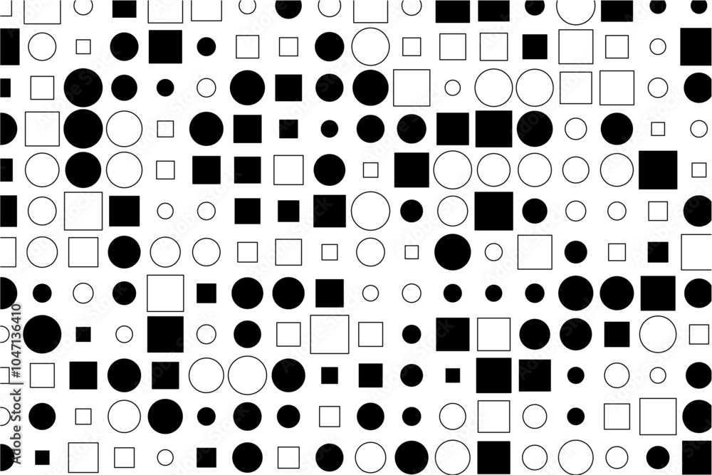 Aufkleber contrasting black and white shapes with randomized sizes and fill styles