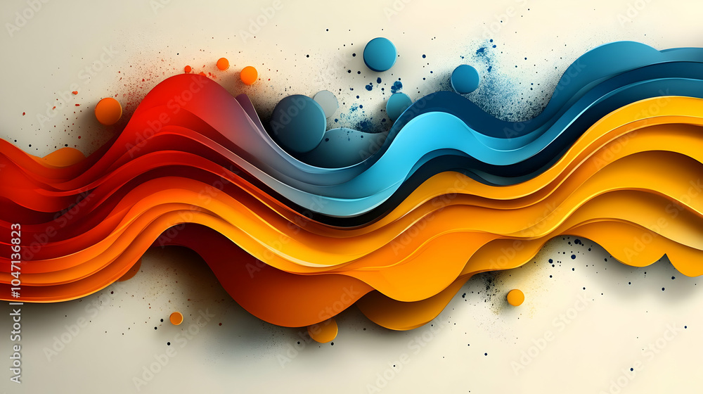 Poster abstract illustration of wavy lines and circles