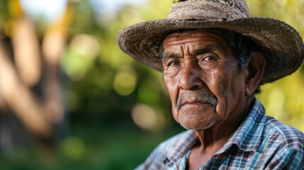 Portrait of a Senior Man Wearing a Straw Hat