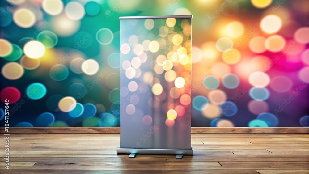 Poster lightbox mockup roll up display with bokeh effect for stunning visual presentations