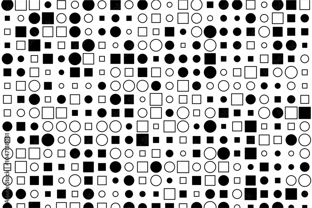 Aufkleber visual harmony of squares and circles in monochrome design