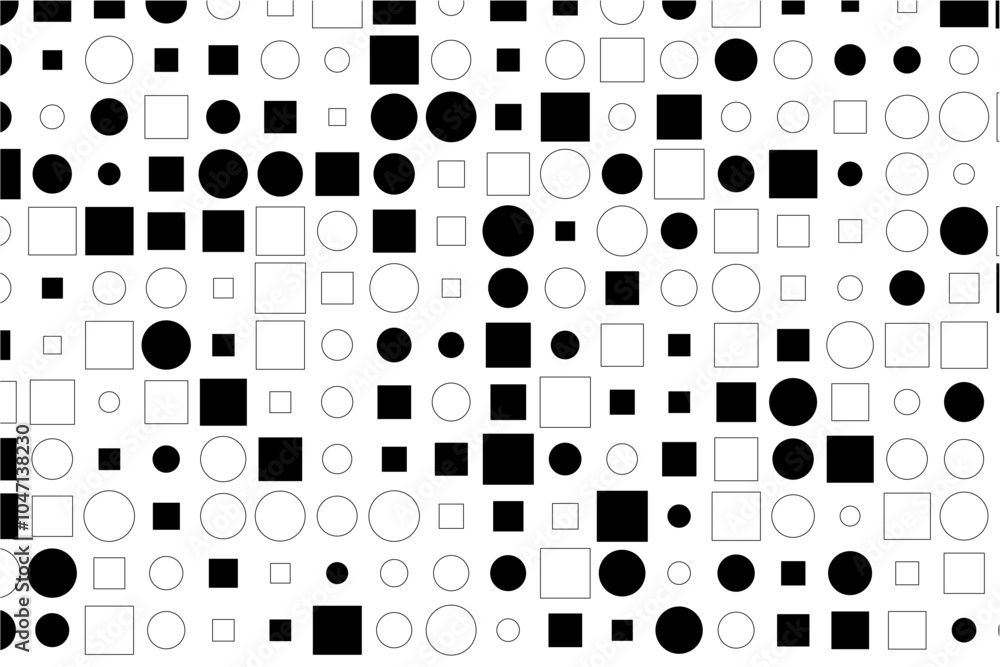 Poster visual harmony of squares and circles in monochrome design