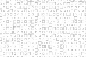 Abstract design showcasing a rhythmic arrangement of black squares in diverse sizes across a white surface.