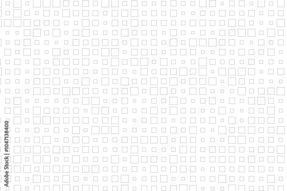 Aufkleber abstract design showcasing a rhythmic arrangement of black squares in diverse sizes across a white s