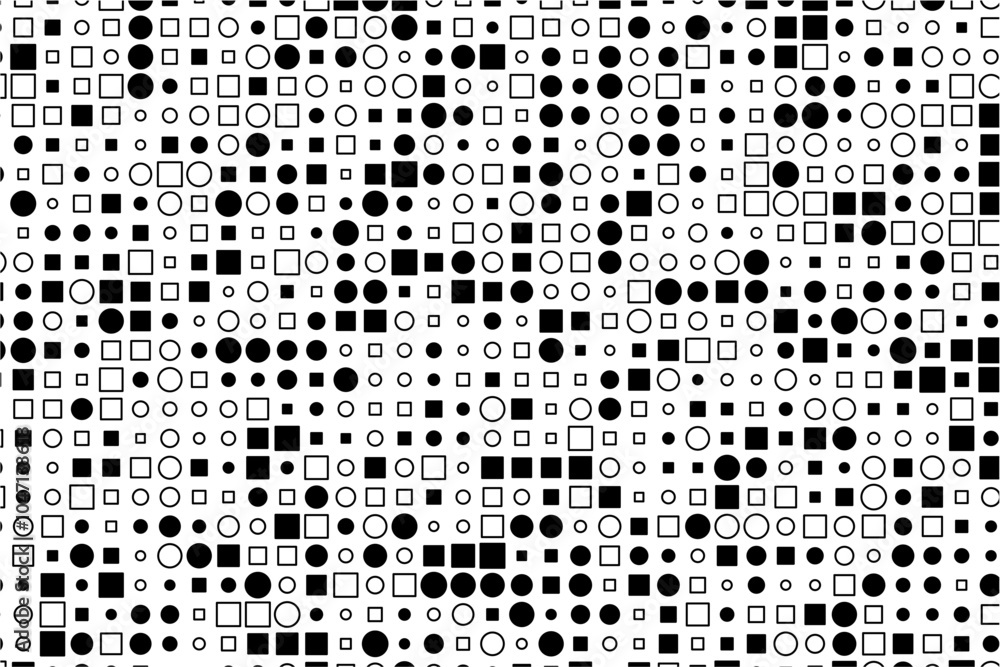 Poster Intricate patterns of black and white geometric forms on canvas