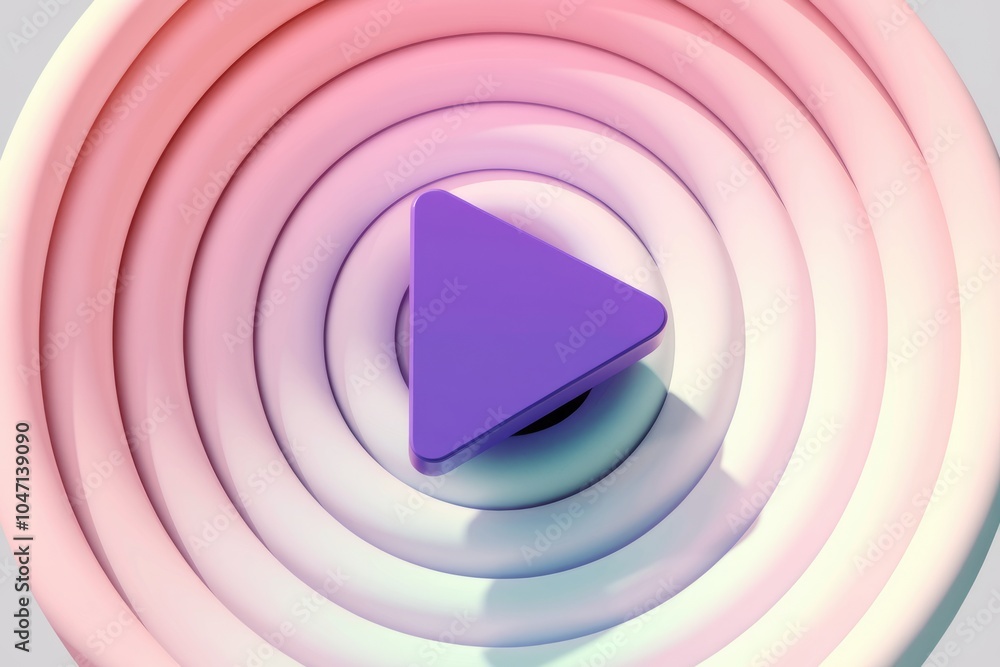 Poster a purple play button sits in the center of concentric circles.