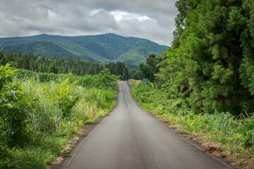 奥志賀へと続くまっすぐな道－長野県
