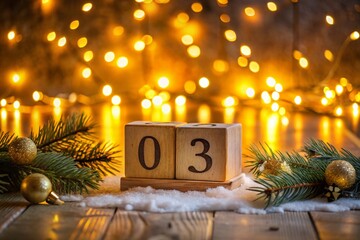 Low Light Photography of Cubes Calendar for December 3rd with Warm Glow and Artistic Shadows