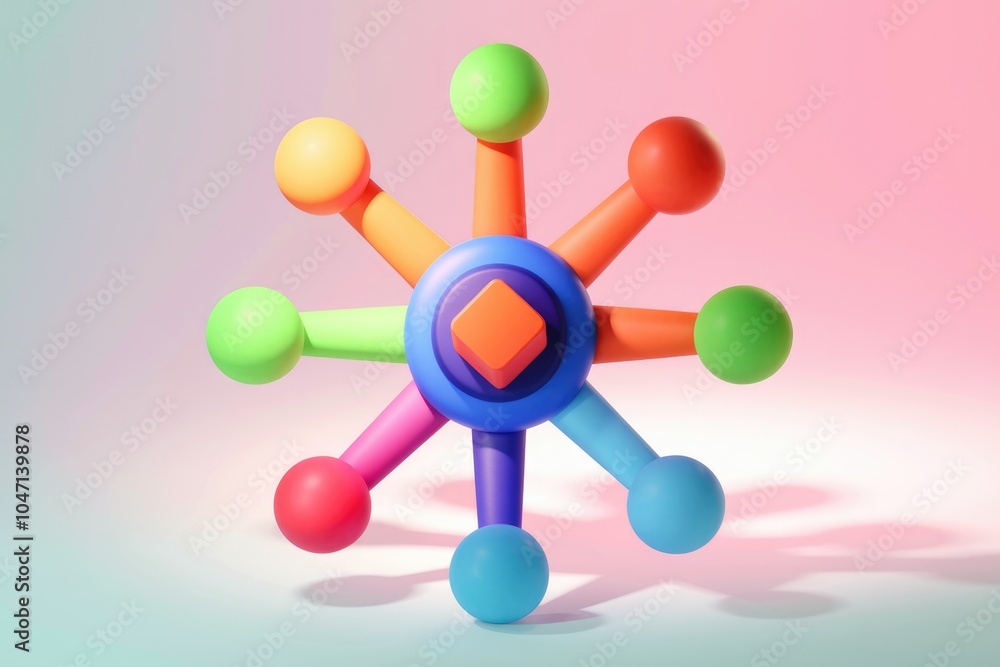 Aufkleber A colorful  3D abstract object resembling a star or a flower.
