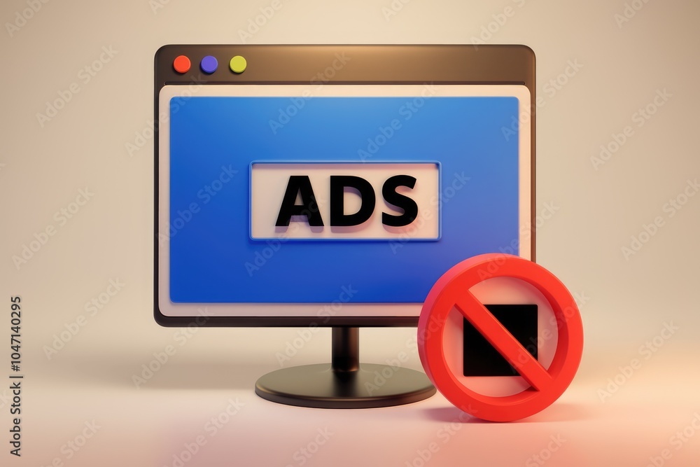 Aufkleber A computer monitor displaying ADS with a red no sign.