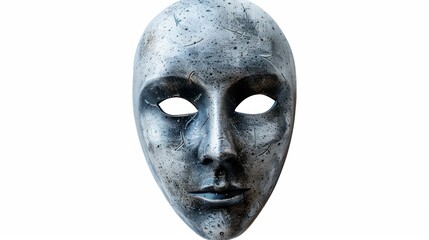 Isolated creepy mask with sharp features on a white background