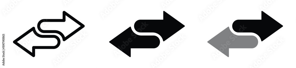 Wall mural double arrow icons in four direction set. double arrow icon. arrow vector icon