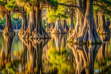 Macro Photography of Bald Cypress Trees in Atchafalaya Basin, Louisiana