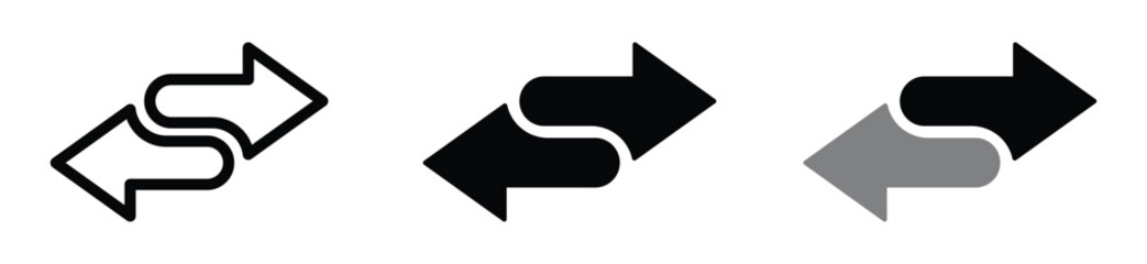 Double arrow icons in four direction set. Double arrow icon. Arrow vector icon