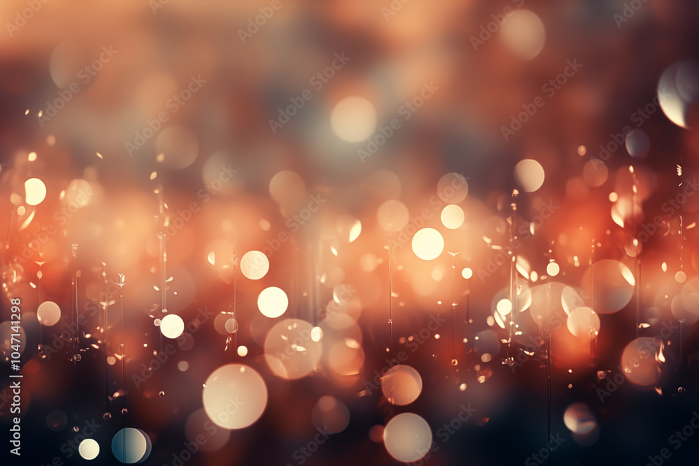 Poster abstract bokeh background with warm colors and lights