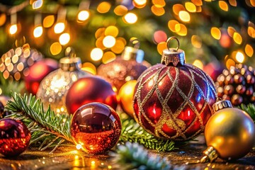 Macro Photography of Christmas Ornaments and Decorations for Festive Spirit