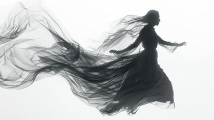 Fototapeta premium Isolated ghost figure hovering in the air on a white background
