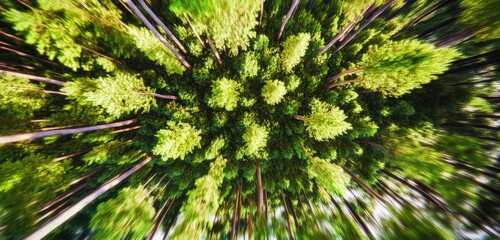 Obraz premium Vibrant green forest canopy in motion