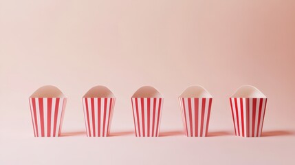 Striped red and white popcorn boxes with eggs inside