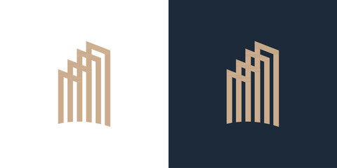 Luxury building construction icon logo gold premium business vector design