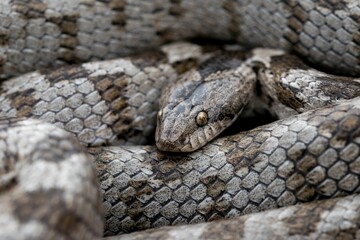 Obraz premium A detail shot of European Cat snake (Telescopus fallax) or Soosan Snake, on the island of Malta.
