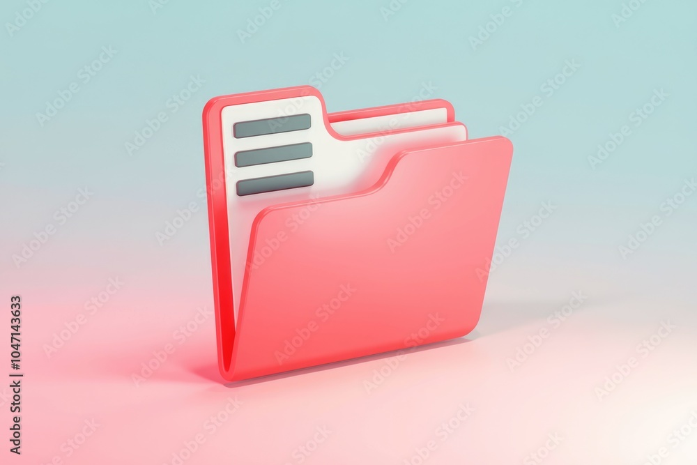 Aufkleber A 3D rendering of a pink folder icon on a gradient background.