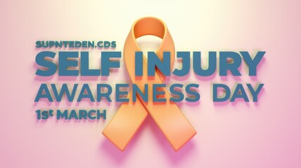 Orange ribbon symbolizes Self Injury Awareness Day on 1st March.