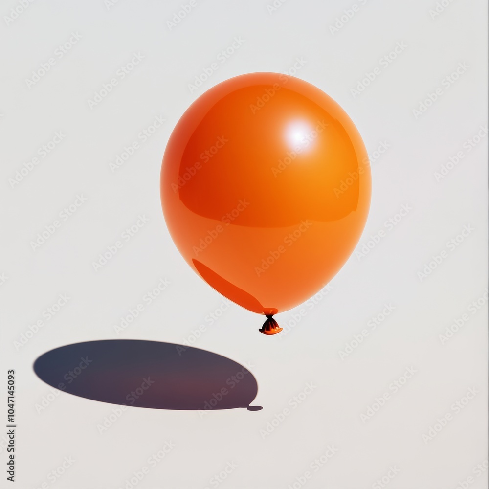 Canvas Prints a single glossy orange balloon floating gently in mid-air, casting a soft shadow on the surface belo