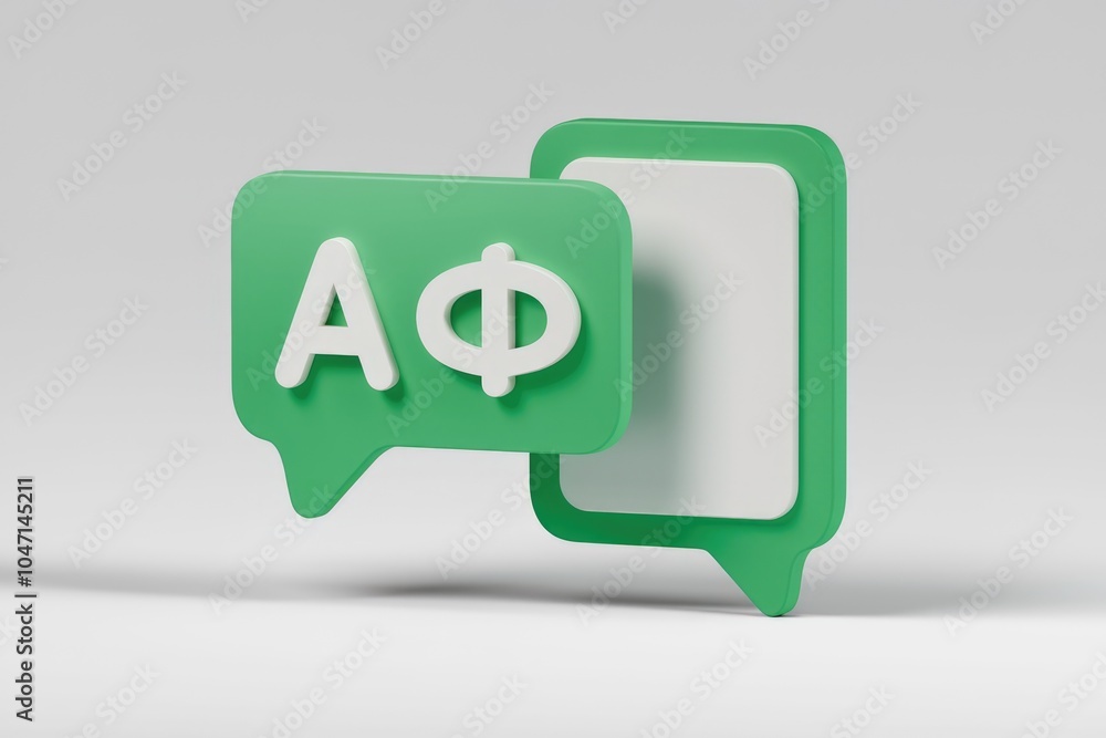 Aufkleber a green speech bubble with the letters a and phi representing artificial intelligence.