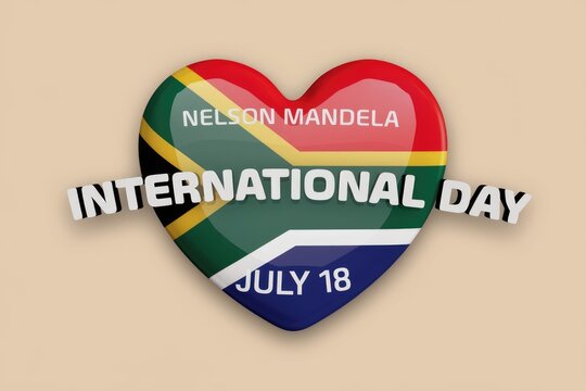 A heart with the South African flag celebrating Nelson Mandela International Day on July 18th.