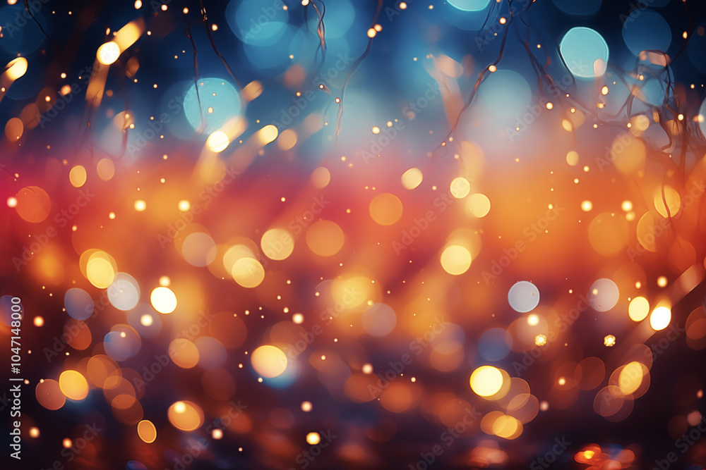 Poster abstract bokeh background with warm and cool colors