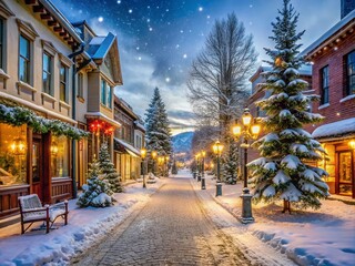 Minimalist Christmas in Breckenridge's Main Street: A Serene Winter Scene