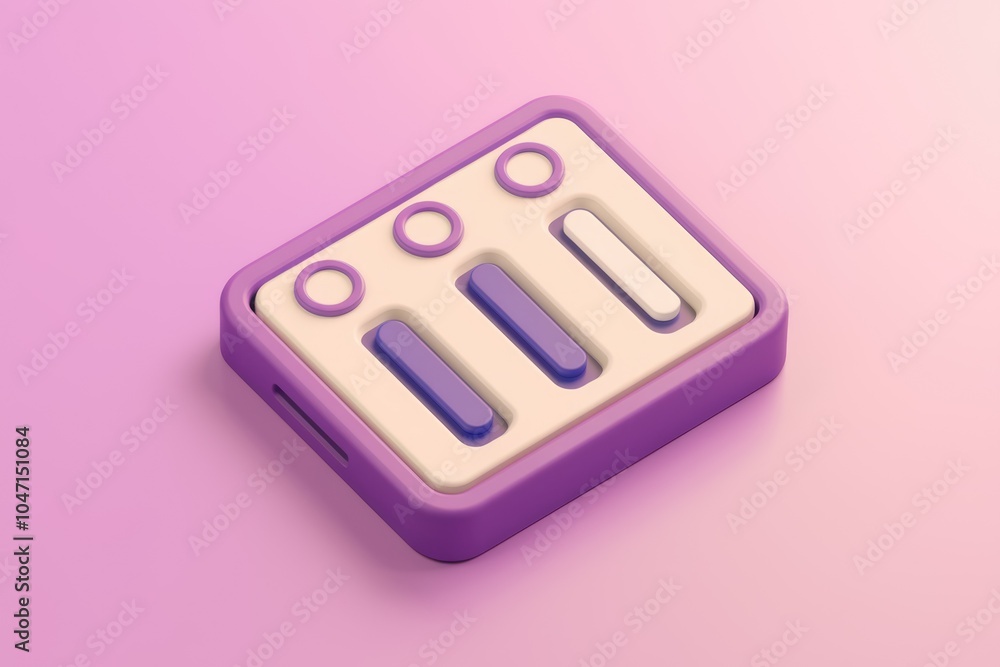 Aufkleber 3d rendered purple control panel with sliders and buttons.