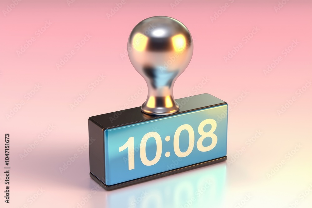 Aufkleber a silver lightbulb sits atop a digital clock displaying 10 08.