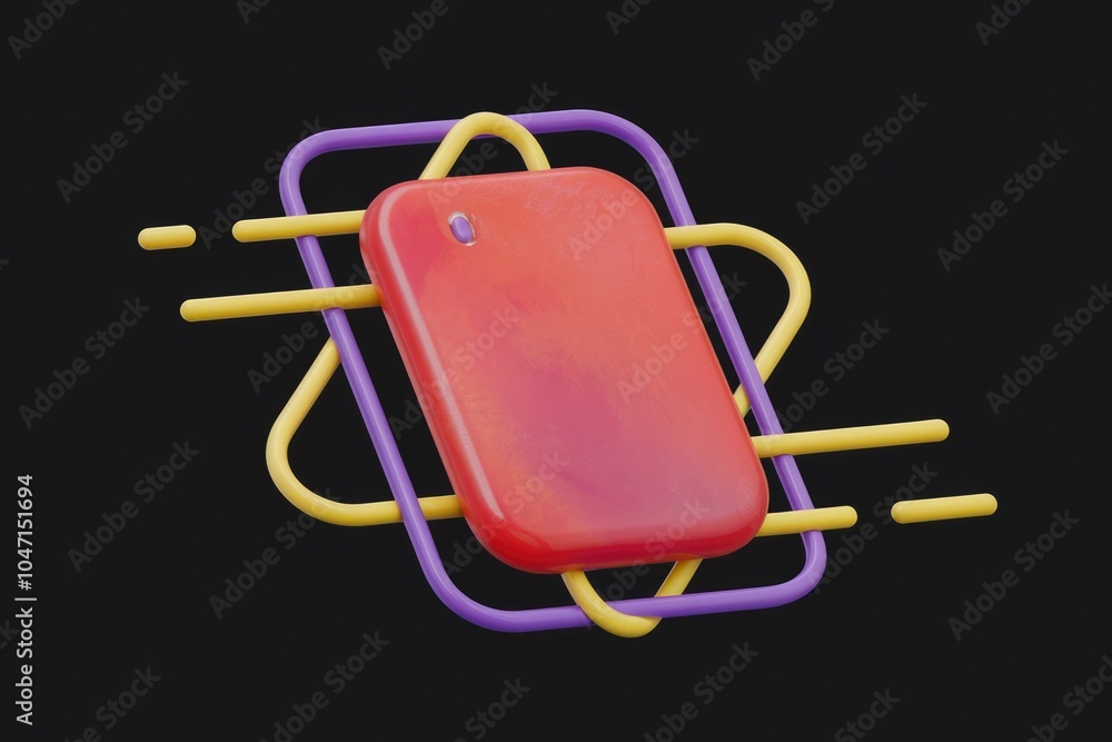 Poster speedy connected red smartphone in 3d rendering.