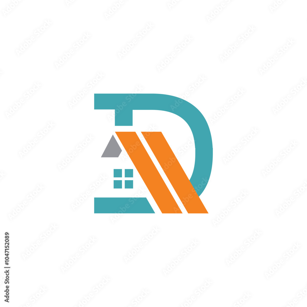 Poster this is a flat logo design of an initial letter d in bold uppercase in aqua color combined with an a