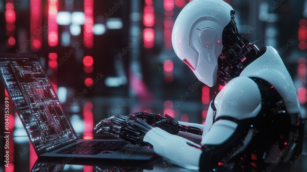 Aufkleber ai learning and artificial intelligence concept. business, modern technology, internet and networkin