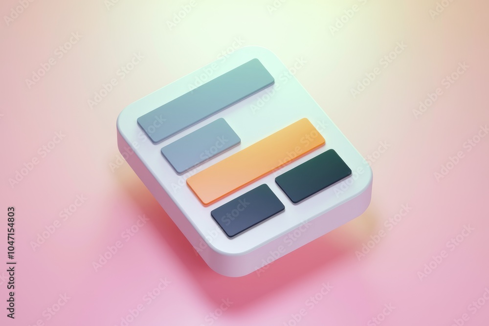 Poster A 3D icon representing a bar chart with colorful bars.