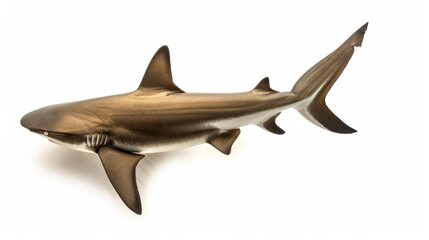 Fototapeta premium A Brown and White Shark Swimming on a White Background